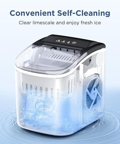 COWSAR Ice Maker Countertop, Portable Ice Machine with Self-Cleaning, 26.5lbs/24Hrs, 9 Bullet Ice Cubes in 6 Mins, Ice Basket and Scoop, Ideal for Home, Kitchen, Bar, Camping thumbnail 5