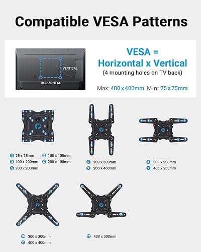 Pipishell Full Motion TV Wall Mount for 26-65 inch Flat or Curved TVs up to 77 lbs, TV Bracket Wall Mount with Articulating Arms, Extension, Tilt, Swivel, Leveling, Max VESA 400x400mm, PIMF7 thumbnail 3