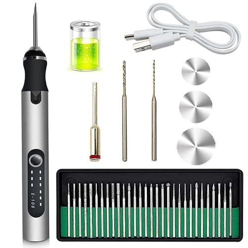 USB Rechargeable Micro Engraver Etching Pen,25W Mini Electric Engraving Tool,Portable Precision Engraving Pen with 35bits for DIY Jewelry Glass Wood Ceramic Metal Plastic thumbnail 8