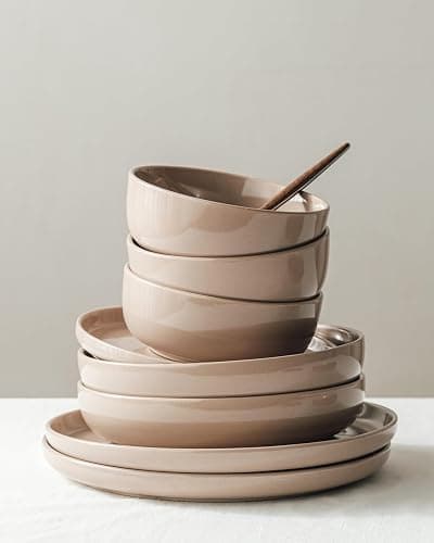 Famiware Milkyway 12-Piece Stoneware Dinnerware Set, Cinnamon Brown | Plates and Bowls for 4, Dishes Set for Everyday & Formal Use, Microwave & Dishwasher Safe, Chip & Scratch Resistant thumbnail 4