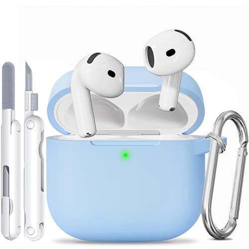 for AirPods 4 Case, TNSNK Silicone AirPod 4 Case Cover Compatible with Apple Airpods 4th Gen, Shockproof Protective Cases for Women Girly with Cleaner Kit and Keychain, Front LED Visible - Image 1
