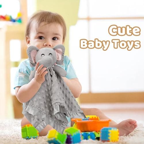 Pro Goleem Elephant Security Blanket, Soft Lovey Unisex Lovie Baby Gifts for Boys and Girls Snuggle Toy Stuffed Animal Newborn Essentials and Items Grey 16 Inch thumbnail 5