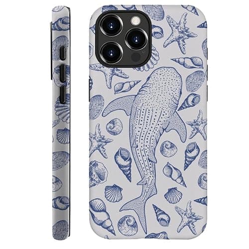 DAIZAG Case Compatible with iPhone 14 Pro,Fit Shockproof Cover for Women Girls,Blue Seashell Whale Shark Ocean - Image 1