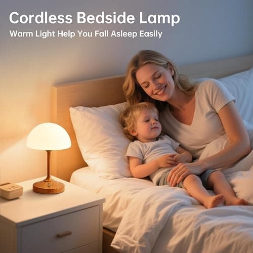 Dawnwake Mushroom Lamp Cordless Lamp Table Lamp,Outdoor Waterproof Shower Lamps,5000mAh Rechargeble Battery Operated Dimmable Touch Desk Lamps,LED Night Light for Bathroom Patio Camping Restaurant thumbnail 2