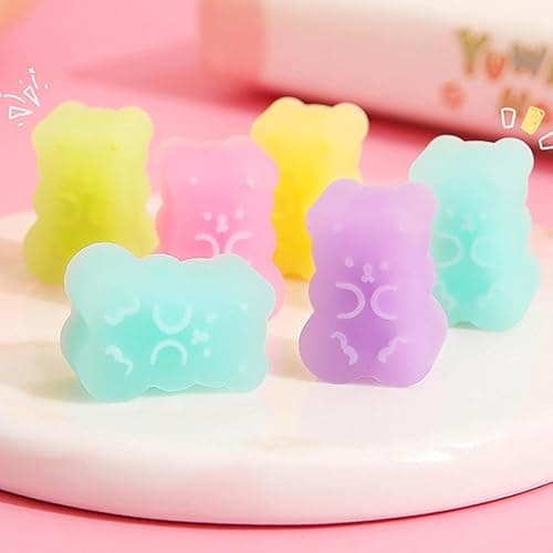 5PCS Cute Erasers - Colorful Gummy Bear Cabochons | Cartoon Bear Pencil Erasers | Animals | Interactive Eraser Pets | Stationery Supplies School Reward thumbnail 4