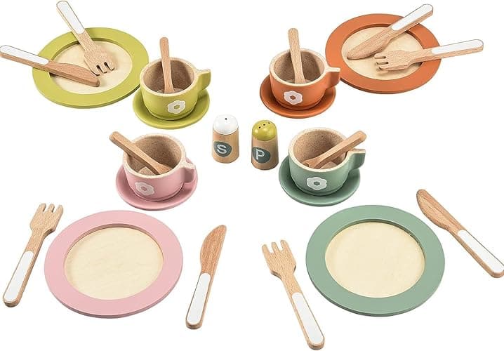Giant Bean Wooden Toy Mixer, Kids Play Kitchen Accessories, Pretend Play Toy Blender for Boys Girls Ages 3+