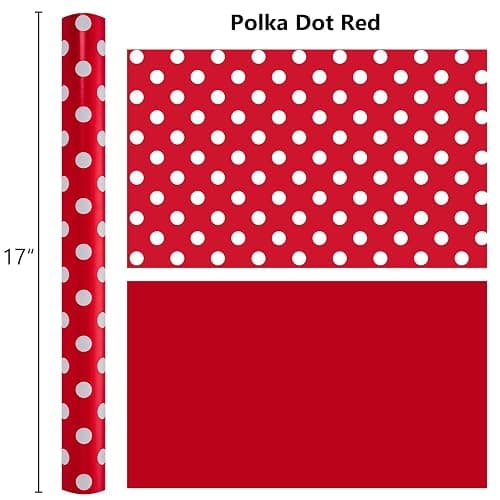 Burymento Red and White Dots Wrapping Paper, Reversible Pink Gift Wrap for Birthday, Valentines, Mothers day, Graduation, Wedding, Fathers day, Baby Shower, Christmas (17in x 32.8ft) thumbnail 4