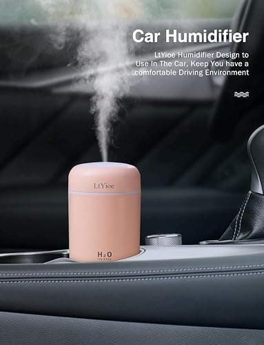 LtYioe Colorful Cool Mini Humidifier, USB Personal Desktop Humidifier for Car, Office Room, Bedroom,etc. Auto Shut-Off, 2 Mist Modes, Super Quiet. (Pink) thumbnail 5