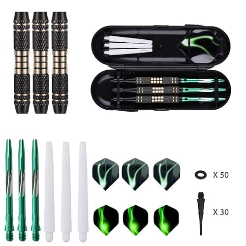 sanfeng Soft tip Darts Set 18/20 Grams - Professional Darts Plastic Tip with Brass Barrel + Aluminum Shafts + 50 Rubber o-Ring + 6 Flights +50 Soft Tips for Electronic Dartboard thumbnail 4