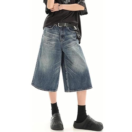 Y2k Baggy Jean Shorts Jorts Y2k Hip Hop Shorts Skater Jeans Grunge Shorts Aesthetic Pants thumbnail 5