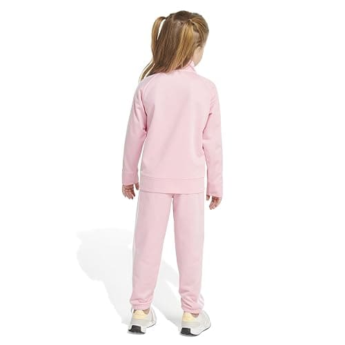adidas Little Girl's Zip Front Classic Tricot Jacket and Joggers Set thumbnail 2