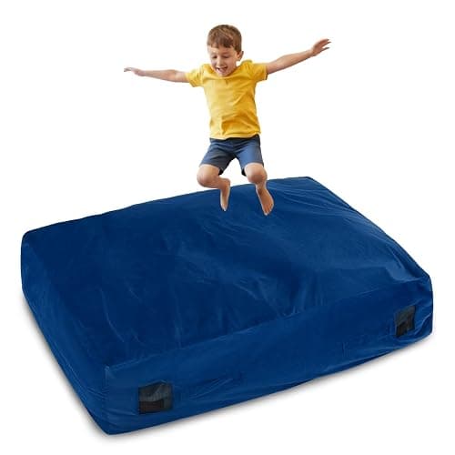 GYMAX Crash Pad for Kids Sensory, 4.75FTx4.75FT/4 FTx3 FT Sensory Crash Mat w/Washable Cover & Foam Blocks for Jump, Climb, Gymnastics, Sensory Therapy, Kids, Adults - Image 1