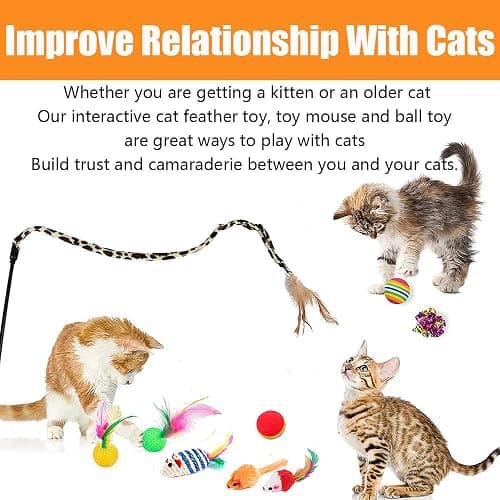 21 Pcs Cat Toys for Indoor Cats Collapsible Cat Tunnel Interactive Feather Teaser Wand Ball Toy for Kitten Cats thumbnail 4