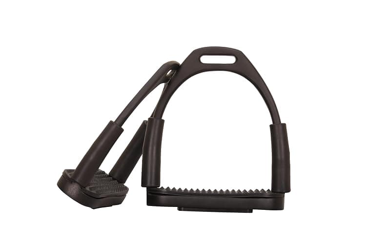 Black Matte Flexible Stirrups Safety Horse Riding Bendy Flex Irons S Steel, Flexible Safety Stirrups, Black Flexible English Bendy Horse Stirrups - Image 1