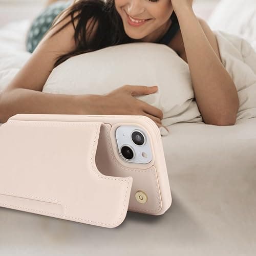 iCoverCase Compatible with iPhone 15 Wallet Phone Case with Card Holder for Women Men, [RFID Blocking] Card Slots PU Leather Protective Wallet Case 6.1 Inch (Beige) thumbnail 5