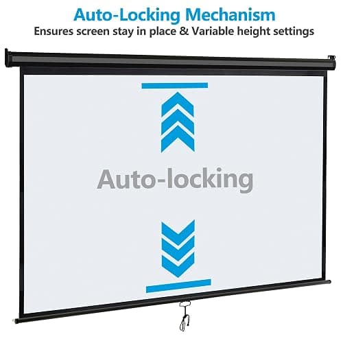 SUPER DEAL 80'' 16:9 HD Projection Screen Foldable Anti-Crease Portable Projector Movie Screen Manual Pull Down for Home Theater Presentation Education Outdoor Indoor Public Display, Black thumbnail 5