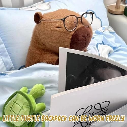 CHDBLOCK Capybara Plush Toy - 9 Inch Cute Capybara Stuffed Animal with Turtle Backpack, Kawaii Capibara Plushie for Kids and Adults - Capybara Baby - Small thumbnail 4