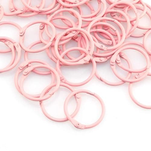 Lind Kitchen 50pcs 1" Book Ring Metal Loose Leaf Ring,Book Binder Hinged Buckle Rings Scrapbook Sketchbook Craft Photo Album DIY Binding Ring 25mm(Pink) thumbnail 7