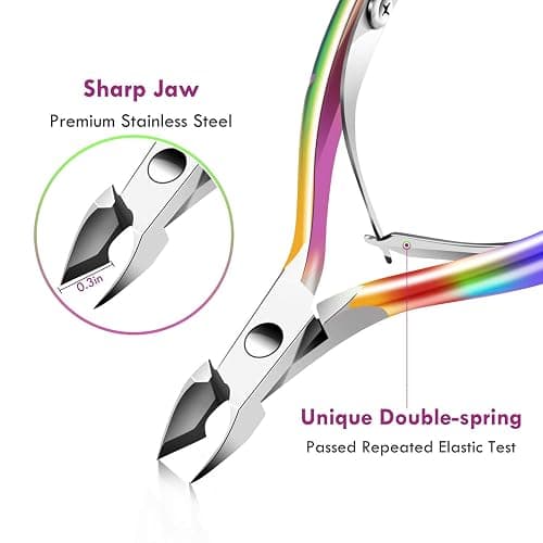 Cuticle Trimmer Cuticle Remover with Cuticle Pusher, XUNXMAS Professional Stainless Steel Durable Pedicure Manicure Tools Cutter Nipper Scissor Clipper for Fingernails and Toenails Dead Skin thumbnail 4