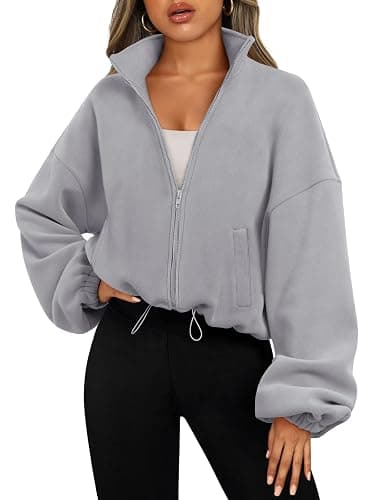 AUTOMET Womens Fleece Jackets Zip Up Oversized Sweatshirts Winter Clothes Long Sleeve Crop Sherpa Fall Outfits Fashion - Image 1