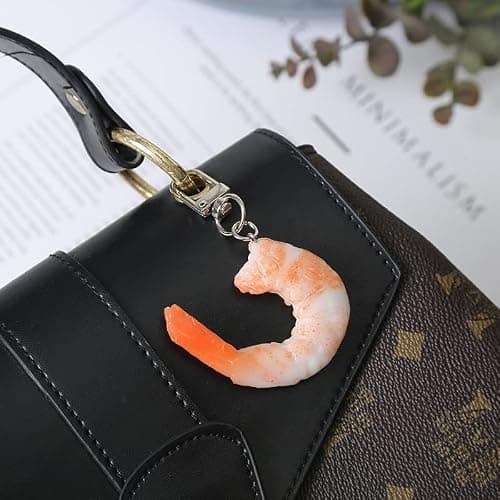 HSYHERE Men Women Creative Interesting Novelty Stylish Mini Simulated Food Orange Shrimp Keychain Key-ring Pendant thumbnail 5
