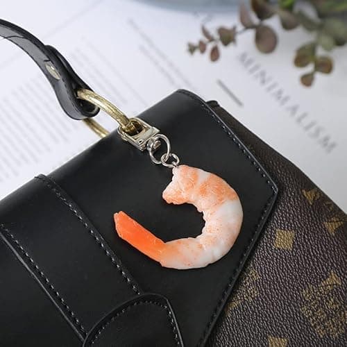 HSYHERE Men Women Creative Interesting Novelty Stylish Mini Simulated Food Orange Shrimp Keychain Key-ring Pendant thumbnail 6