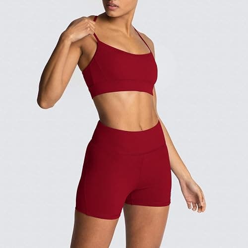 IMEKIS Women's Workout Sets 2 Piece Yoga Outfit High Waisted Biker Shorts Leggings Sports Bra Gym Fitness Clothes Tracksuit thumbnail 5