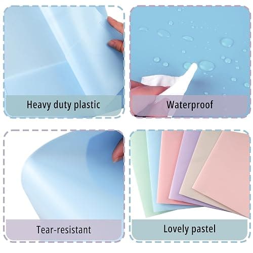 HABGP 6 Pack Colored File Folders with Pockets and Business Card Holder, Pastel Decorative Pocket Folders for Documents, Cute Plastic Folders for Filing Cabinet, School, Office, Resume Portfolio thumbnail 6