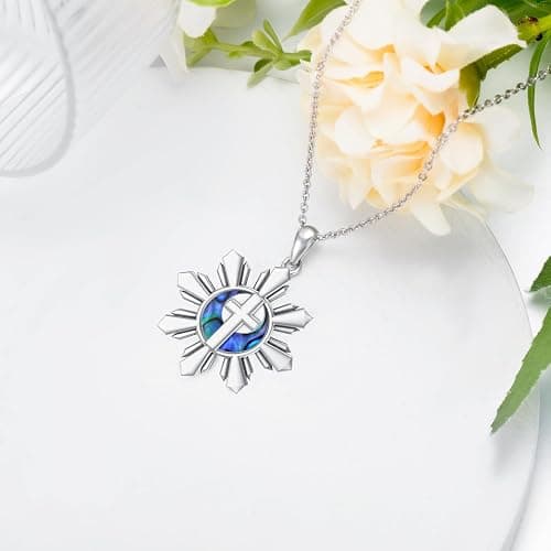LEECCI Philippines Sun Necklace 925 Sterling Silver Filipino Pendant Philippine Filipina Pride Jewelry Gifts for Filipino Friend Family thumbnail 3