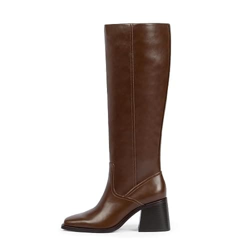 Easyfox Women's Knee High Boots with Zipper Square Toe Chunky Heeled Tall Boots for Women thumbnail 4
