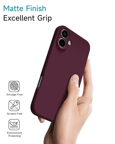 oakxco for iPhone 16 Case Silicone, Ultra Slim Thin Phone Case for Women Girls, Plain Solid Color Minimalist Aesthetic Cute Girly Design, Soft Rubber Gel TPU with Camera Cover, Burgundy Maroon thumbnail 6