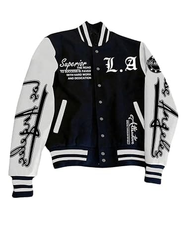 SOLY HUX Men's Varsity Jacket Color Block Letter Graphic Print Long Sleeve Casual Baseball Jacket - Image 1