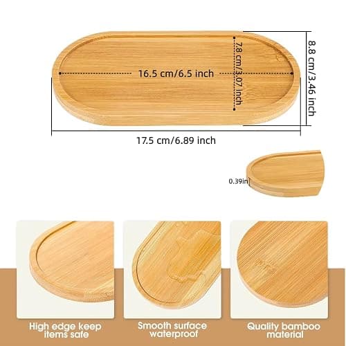 2PCS Bamboo Bathroom Trays - Suitable for The Bathroom,Kitchen,Breakfast Tray and Decorative Tray (6.88 in * 3.46 in) thumbnail 3