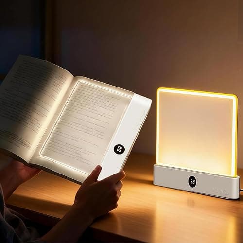 DENEZE White Smart Led Reading Light, Book Light Treasure Box, Rechargeable Clear LED Flat Reading Light with 3 Colors & Timer, Doodleable Study Lamp, The Quiet Reader's Dream Lights - Image 1