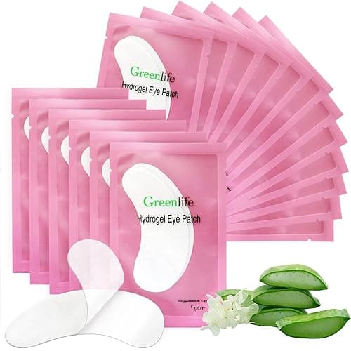 100 Pairs GreenLife Natural Hydrogel Eye Gel Pads - Collagen and Aloe Vera Patches for Under Eyes - Eyelash Extension Kit - Image 1