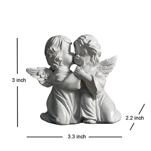 OwMell Little Angel Statue Figurine, Resin Cherub Statue Sleeping Angle Sculpture, Remembrance Healing Sympathy Gift for Memorial, Shelf Home Living Room Desktop Office Decoration - Hugging Angels thumbnail 2