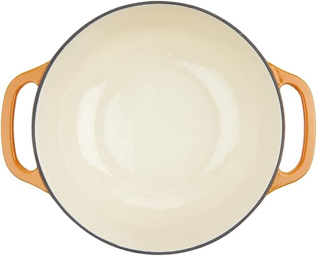 Lodge 6 Quart Enameled Cast Iron Dutch Oven with Lid – Dual Handles – Oven Safe up to 500° F or on Stovetop - Use to Marinate, Cook, Bake, Refrigerate and Serve – Apricot thumbnail 5