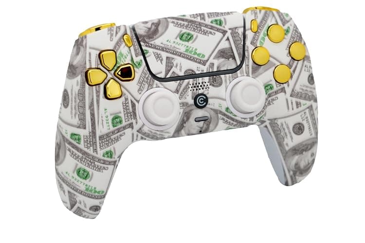 Custom Wireless Controller Compatible with PS5 - Multiple Designs Available (Money & Gold Inserts) thumbnail 2