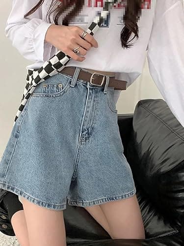 LIXINGHEITANG Casual Waist Denim Shorts Women Summer Pocket Basic Wide Leg A-line Jeans Femme thumbnail 4