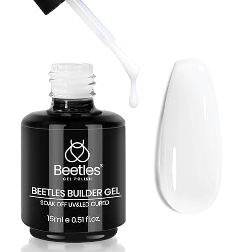 Beetles Builder Gel for Nails, 0.51 fl.oz 8 in 1 Milky White Color | for Thickening Strengthening Building Apex, Beginner Friendly DIY Salon at Home, UV LED Lamp Cured Needed - Image 1