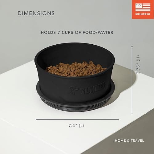 GUNNER black travel dog bowl w spill-proof lid thumbnail 3