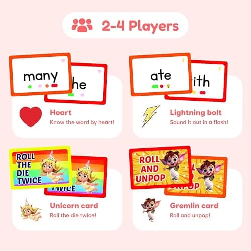 THE FIDGET GAME Sight Words Game - Reading Flashcards and Pop Fidget Toys for Kids K to Second Grade - Learning Activities and Games for High-Frequency Dolch Sight Words - Includes Mats and Dice thumbnail 2
