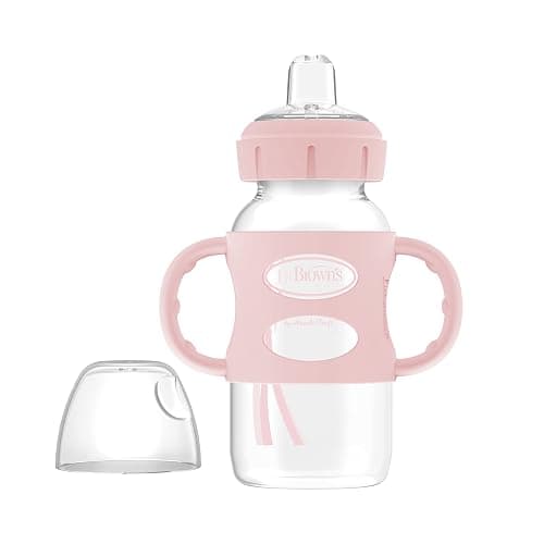 Dr. Brown's Milestones Wide-Neck Sippy Spout Bottle with 100% Silicone Handles, Easy-Grip Handles with Soft Sippy Spout, 9oz/270mL, Light-Pink & Ecru, 2-Pack, 6m+ thumbnail 12