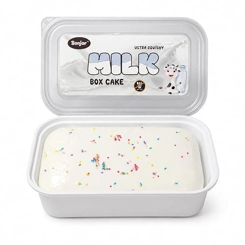 Realistic Faux Box Cake Stress Relief Tool for Adults Sticky Tactile Dough Fidget for Office Desk Focus Anxiety Management Slow Rising Sensory Squeeze for Adults (White 1) - Image 1