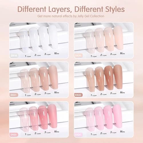 SHOYUM Nude Pink Gel Nail Polish Set- 6 Colors Sheer Milky White Jelly Gel Polish All Seasons Skin Tones Neutral Gel Polish Kit, Soak Off LED Gel Nail Kit Manicure DIY Home thumbnail 2