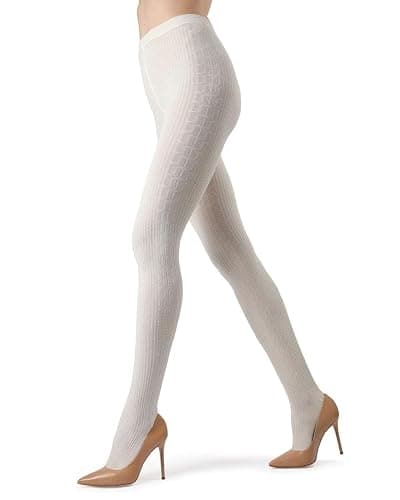 MeMoi Portland Cable Knit Sweater Tights, Warm Opaque Winter Tights - Image 1