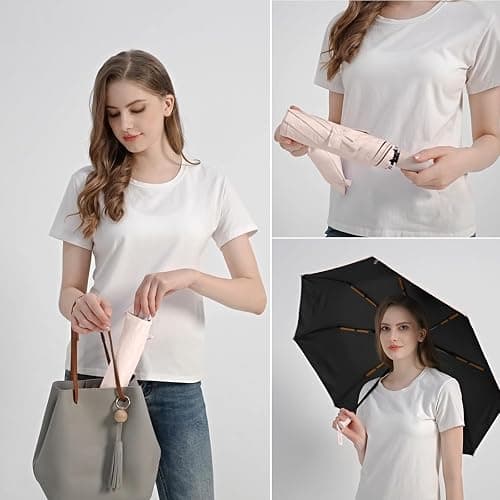 BAODINI Small UV Protection Travel Umbrella Compact for Rain and Sun UPF 50+ Windproof Portable 42 inch Umbrella for Women and Men thumbnail 3