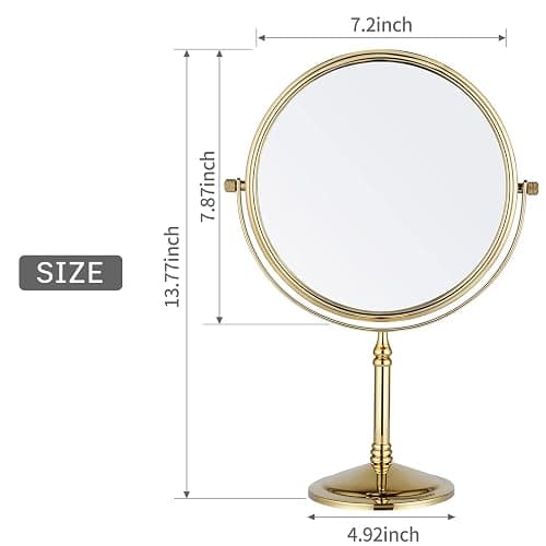 DOWRY Makeup Mirror 10x Magnification Vanity Mirror Tabletop Two-Sided Swivel Gifts for Women Wife Mom Teengirls Gold Finish(10X) thumbnail 3