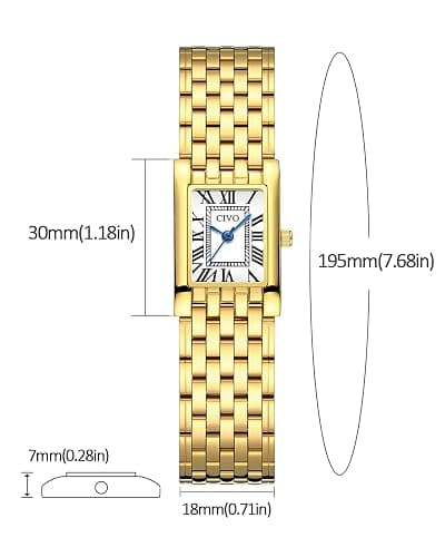 CIVO Gold Watches for Women Vintage: Small Quartz Womens Watch with Roman Dial - Ladies Square Dainty Bracelet Watches - Gift Box Set for Wife Mother at Anniversary Wedding Birthday Christmas thumbnail 5