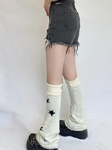 WODECASA Girls Kawaii Leg Warmers Knitted Flared Leg Sleeves Goth Crochet Baggy Cuff Ankle Heap Socks thumbnail 3